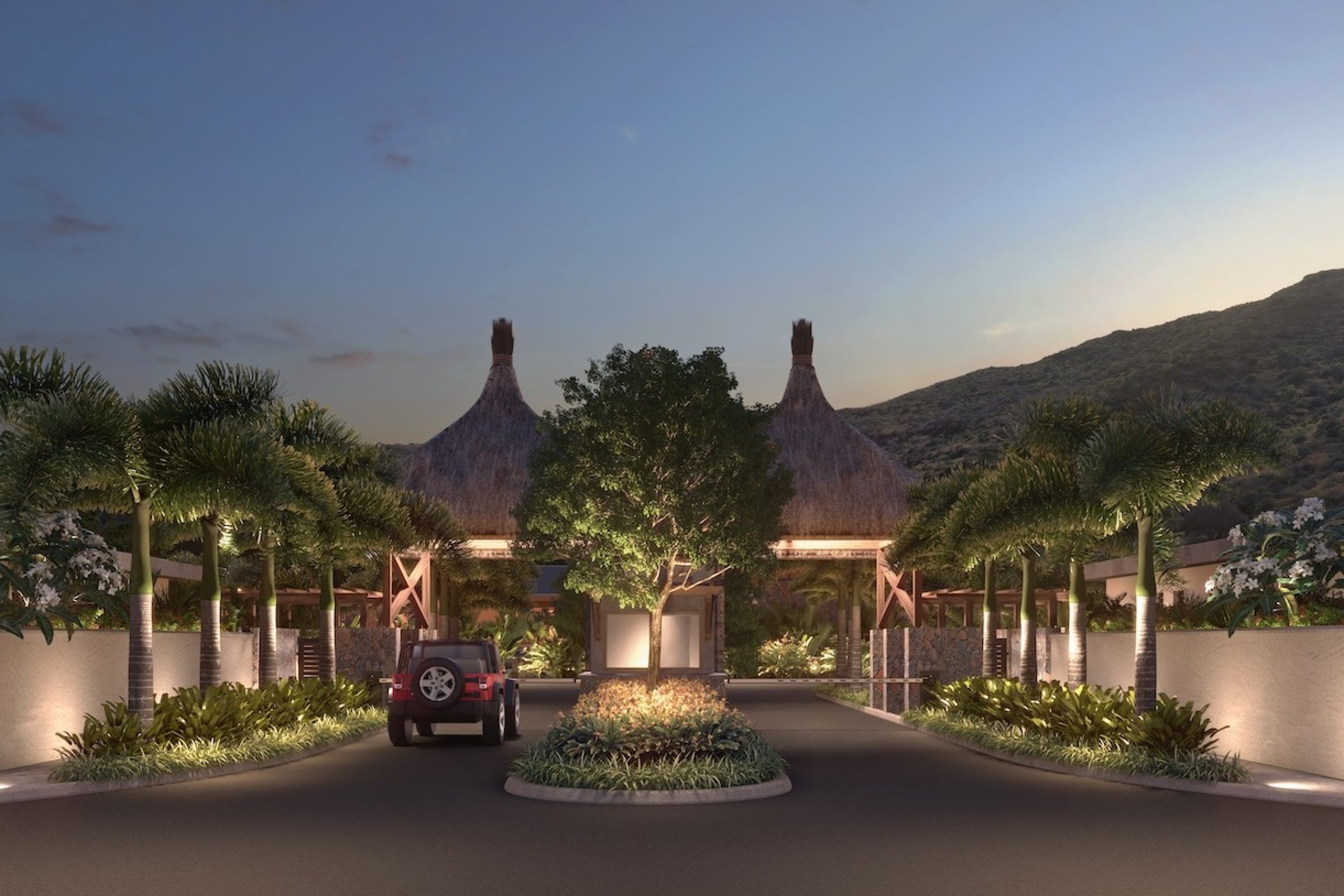 Entrée du resort Ekô Savannah, Tamarin, Île Maurice