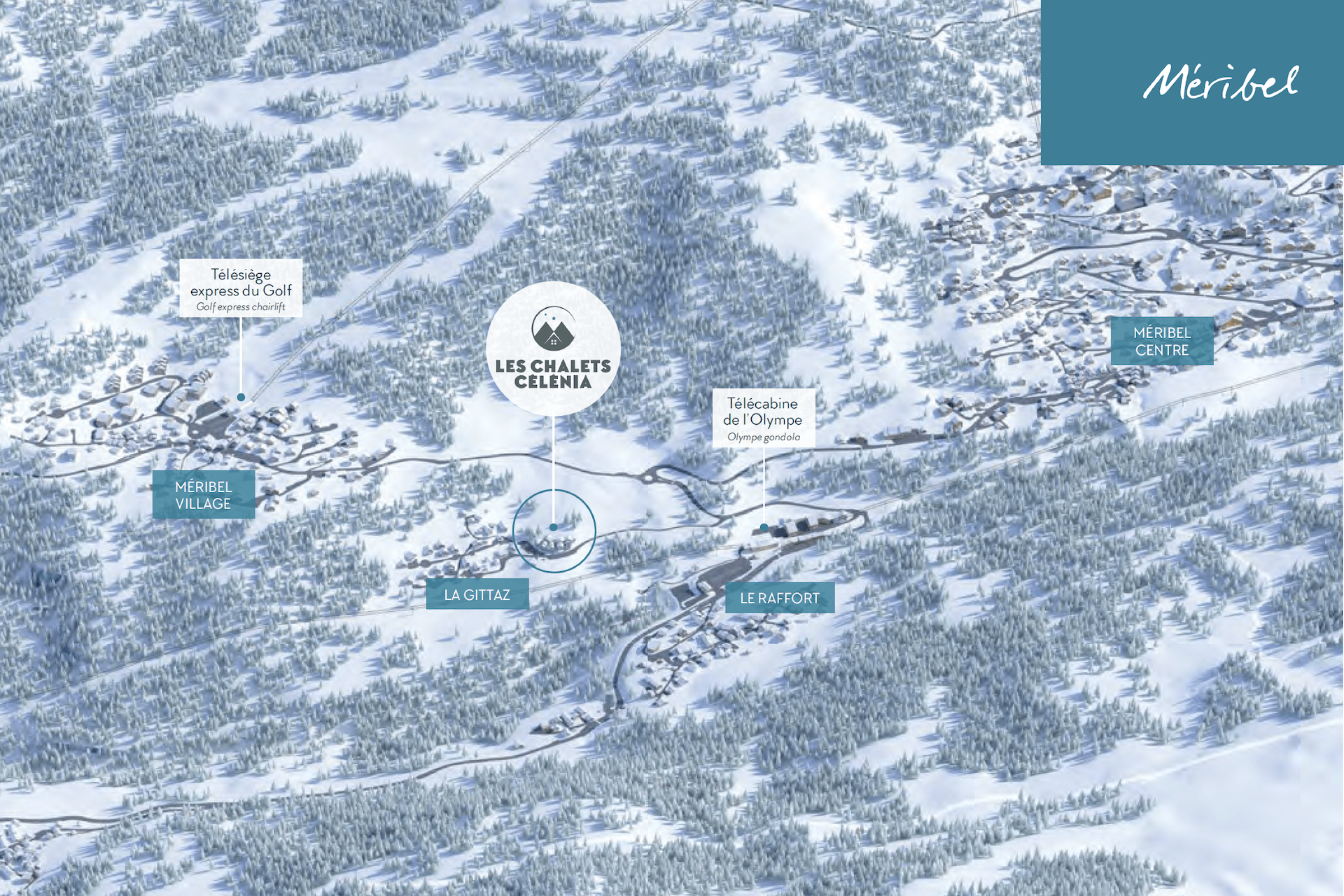 VENTE-CHALET-NEUF-LES-CHALETS-CELENIA-MERIBEL-LA-GITTAZ_ACCES_LOCALISATION
