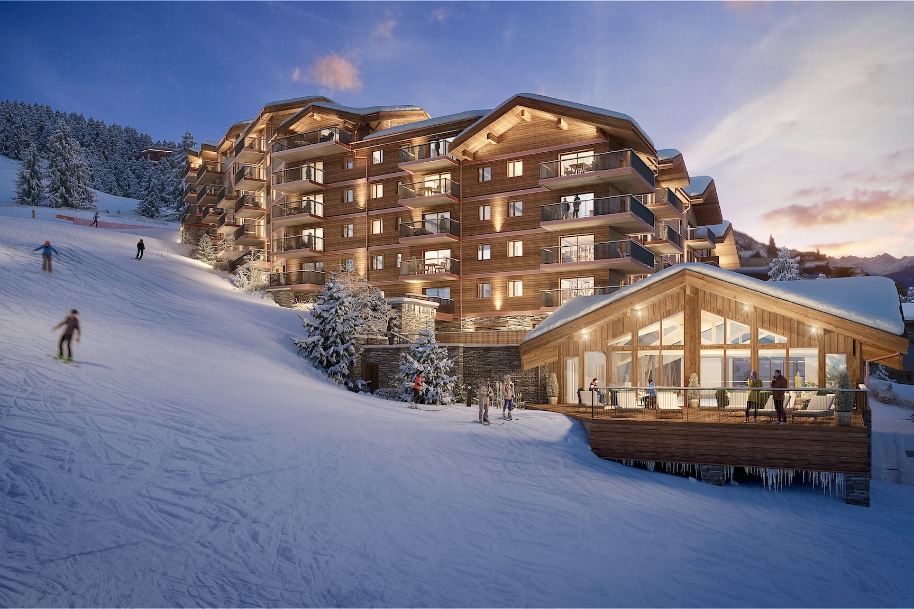 appartement-neuf-la-plagne-coeur-des-cImes-vue-exterieure-nuit