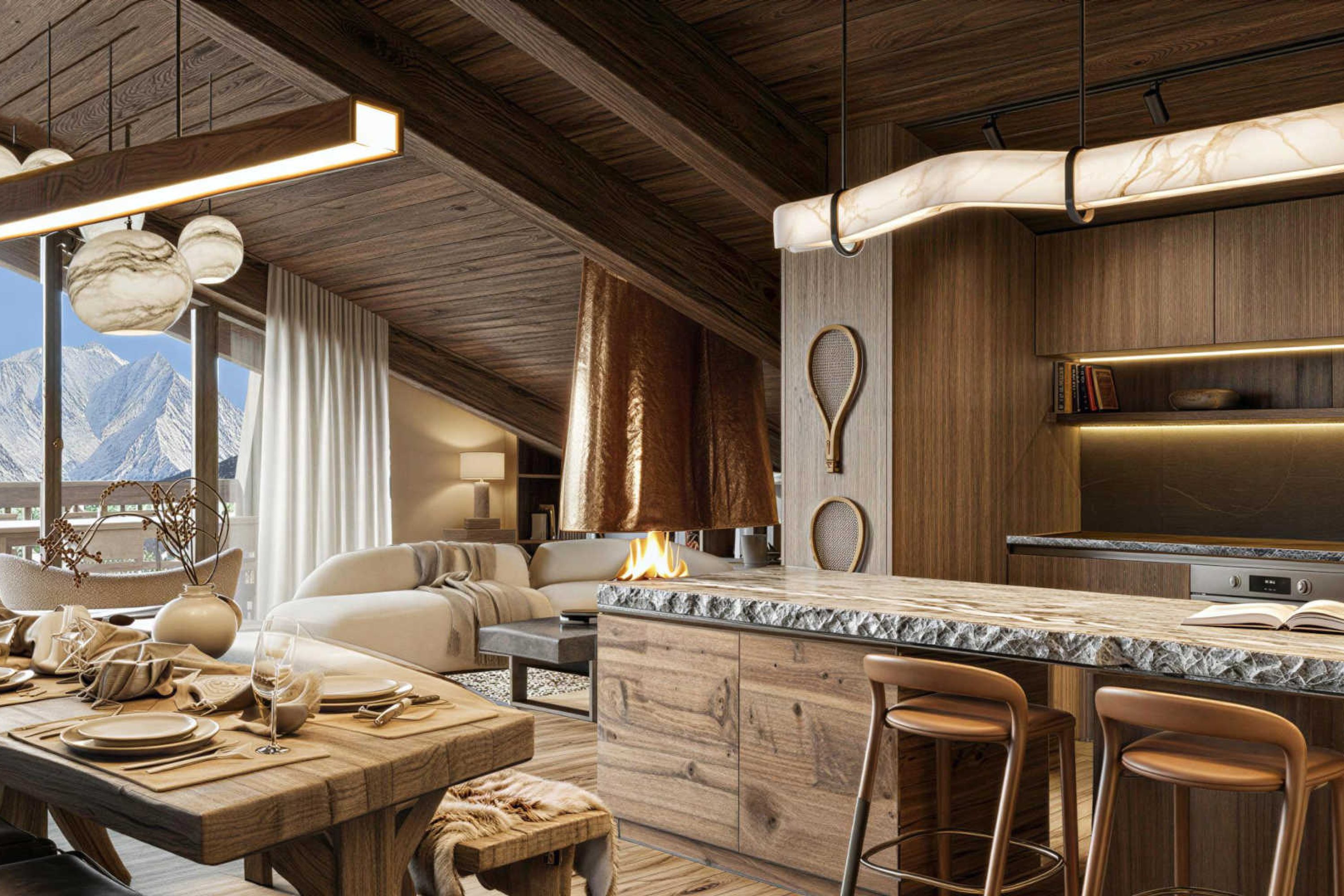 vente-chalet-neuf-les-lodges-du-mont-blanc-combloux-salon-sejour-cuisine